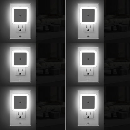 LED Night Lights Plug-In, 6-Pack Dusk to Dawn Warm White Night Lighting for Bedroom, Bathroom, and Hallway
