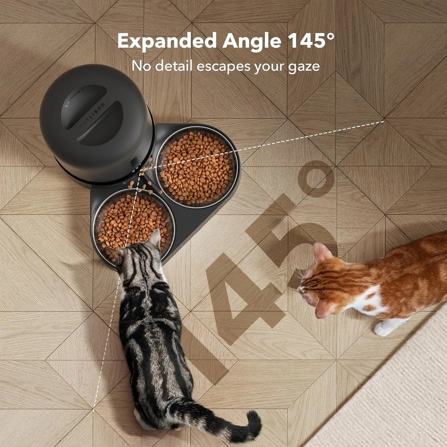 PETLIBRO 5L Automatic Cat Feeder with HD Camera, 1080P Night Vision, 5G WiFi Connectivity, Two-Way Audio, Motion and Sound Alerts, Dual Tray Design for Cats and Dogs, Black