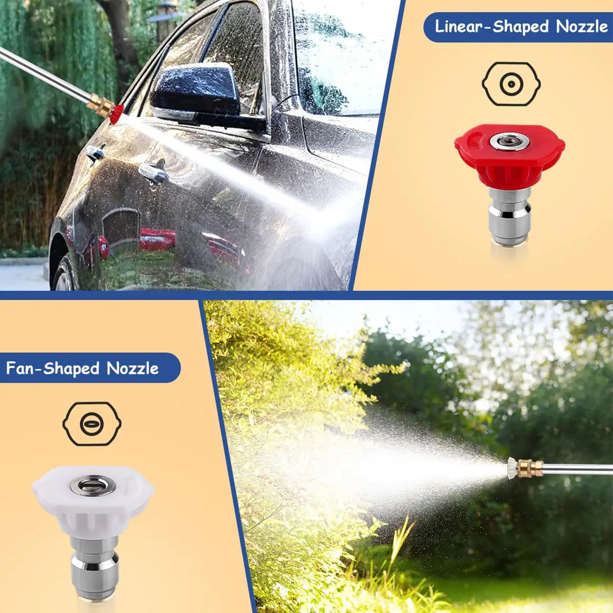 Jet Nozzle Power Washer for Garden Hose with Two High-Pressure Nozzles and Quick Connectors | Hydro Jet High Pressure Washer Tools