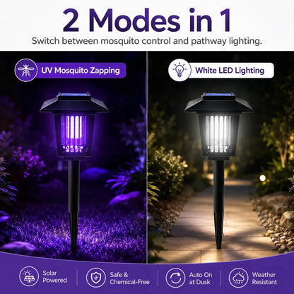 Solar-Powered Mosquito Zapper and Garden Stake Light – Dual-Mode Insect Control and Pathway Illumination, Weather-Resistant, Easy Installation, Available in Round and Square Designs