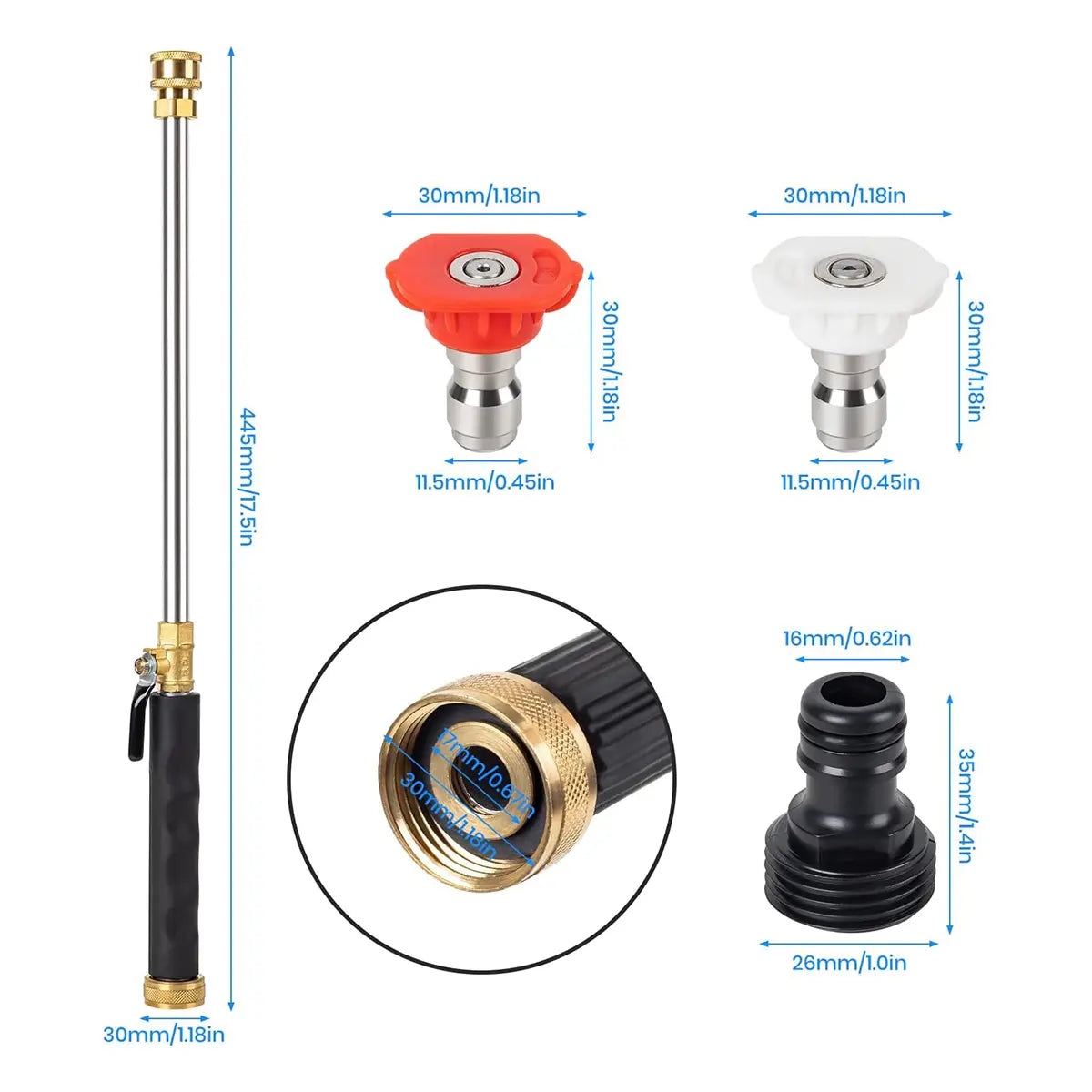 Jet Nozzle Power Washer for Garden Hose with Two High-Pressure Nozzles and Quick Connectors | Hydro Jet High Pressure Washer Tools