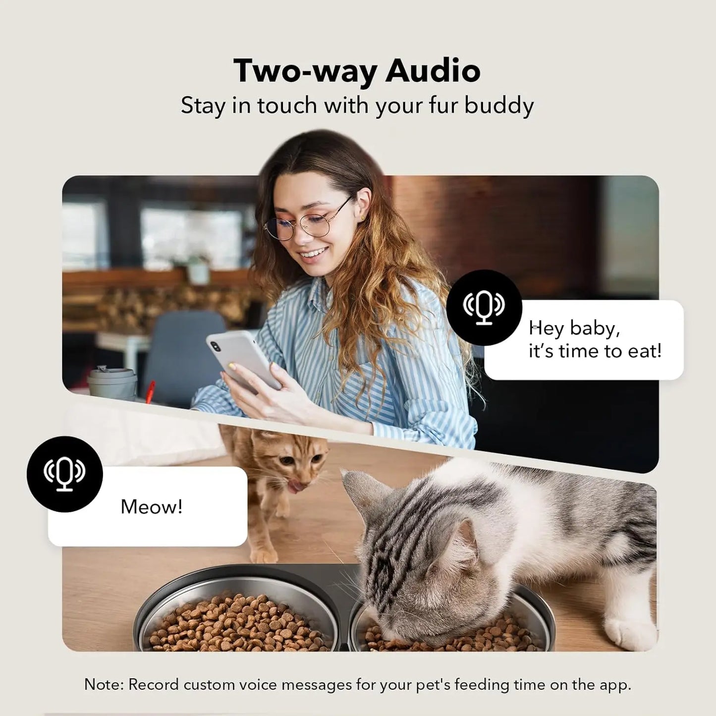 PETLIBRO 5L Automatic Cat Feeder with HD Camera, 1080P Night Vision, 5G WiFi Connectivity, Two-Way Audio, Motion and Sound Alerts, Dual Tray Design for Cats and Dogs, Black