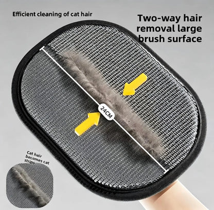 Electrostatic Pet Hair Remover Gloves - Two-Way Brush for Efficient Grooming and Cleaning of Cat and Dog Hair from Furniture, Carpets, and Car Seats - Reusable and Eco-Friendly Solution