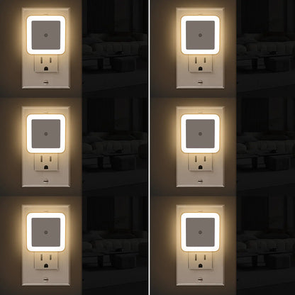 LED Night Lights Plug-In, 6-Pack Dusk to Dawn Warm White Night Lighting for Bedroom, Bathroom, and Hallway
