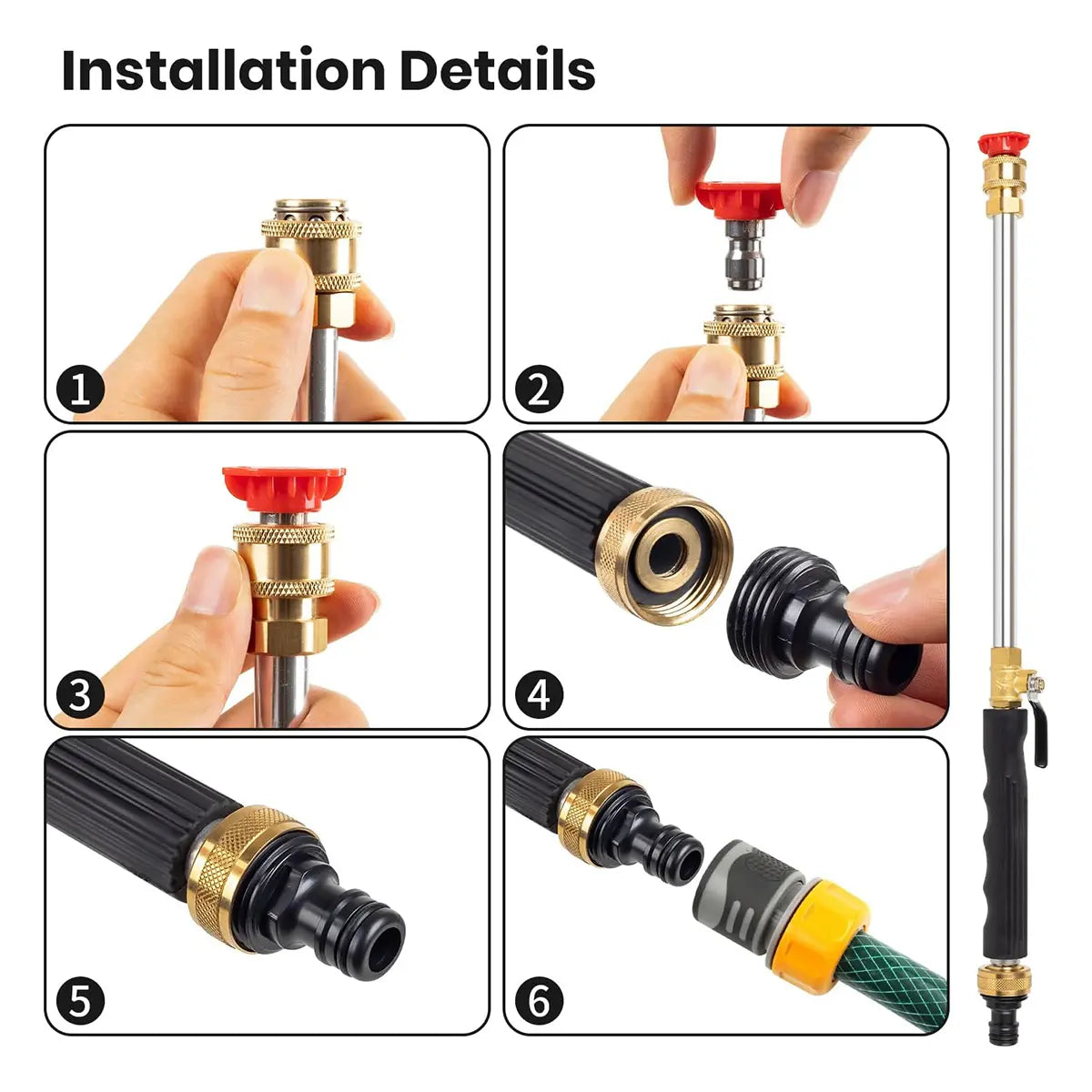 Jet Nozzle Power Washer for Garden Hose with Two High-Pressure Nozzles and Quick Connectors | Hydro Jet High Pressure Washer Tools